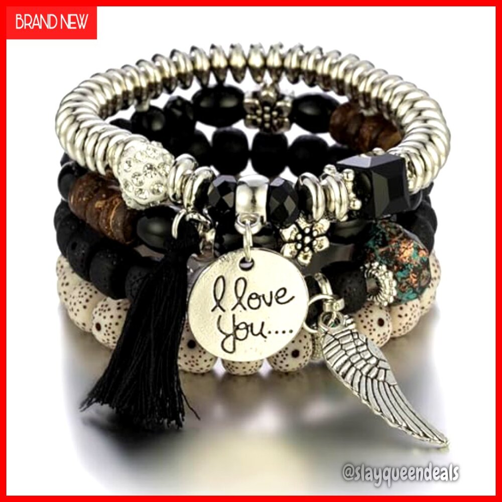 Cat Ear Hat Fingerless Gloves Stackable Bracelets… - image 4